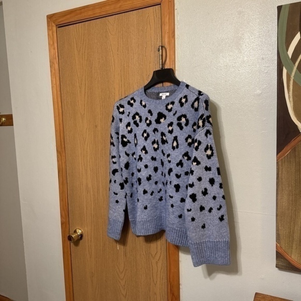 Nine West Medium Multi-Color w/Animal Print Long Sleeve Crewneck Sweater - EUC